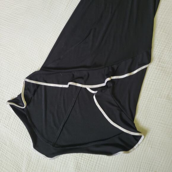Vintage Y2K Ruby Rox S Dress Black White Halter Midi Contrast HiLow Minimalist - Picture 3 of 6